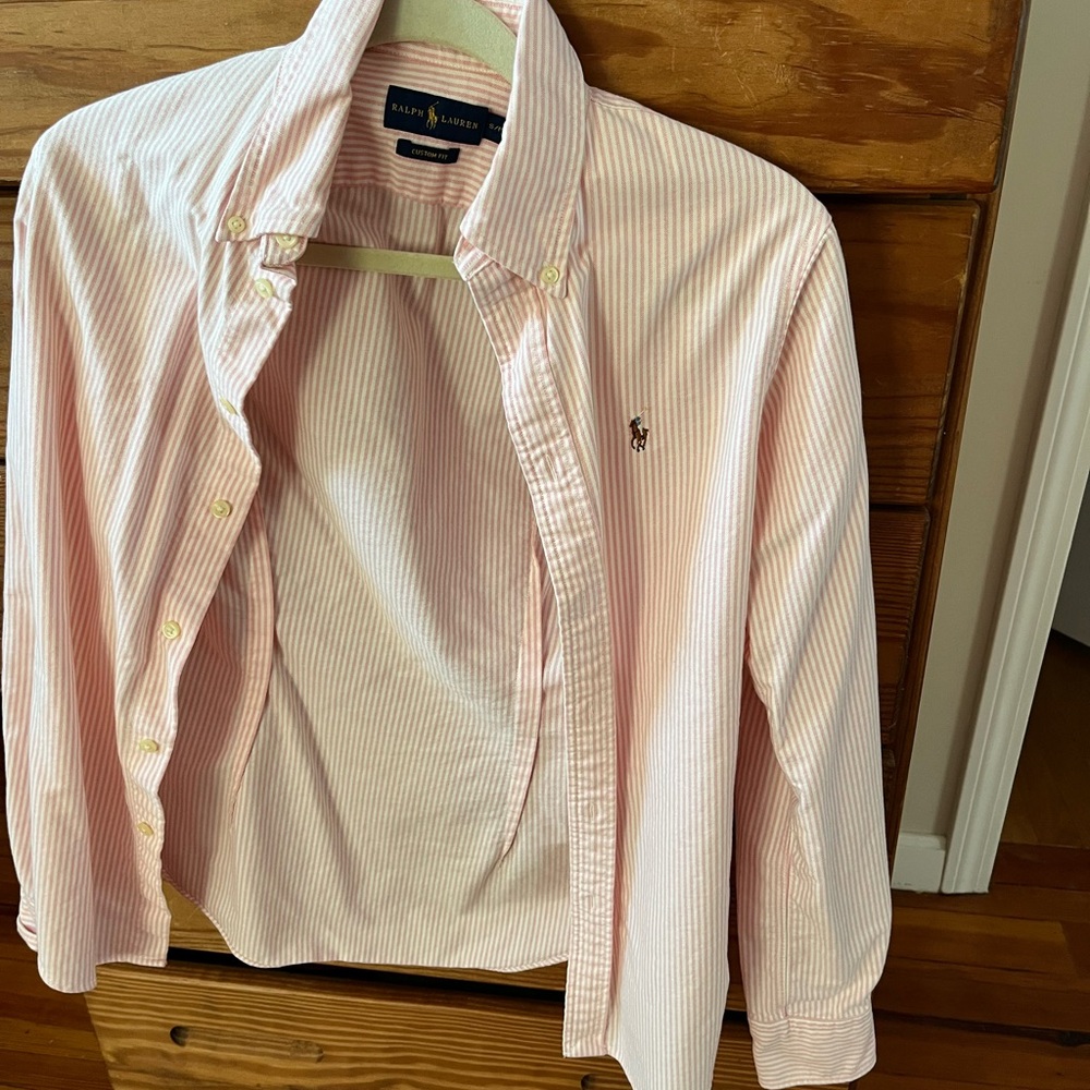 Ralph Lauren Pink and White Striped Shirt